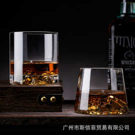 日式观山水晶玻璃杯强化杯子威士忌酒杯洋酒杯带山杯现货批發LOGO
