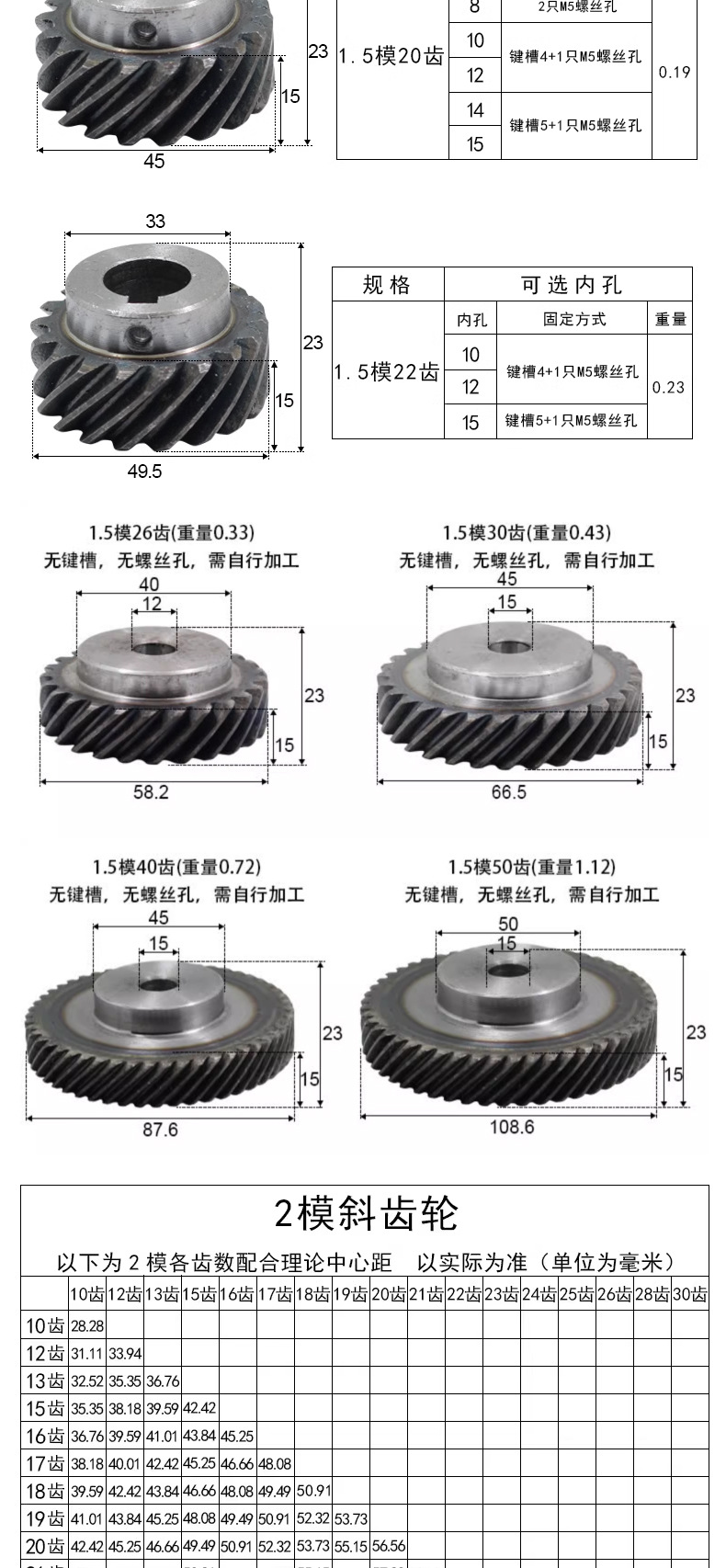 Manufacturer Supplies Wholesale Stock of 45# Steel 45-Degree Helical Gears with Right-Hand Thread, Non-Standard Gear Processing and Customization