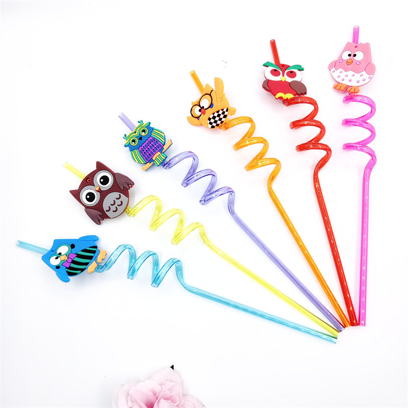 Cross-border PVC bar fiesta paja al por mayor forma creativa paja niños dibujos animados saludable juguete de paja de plástico