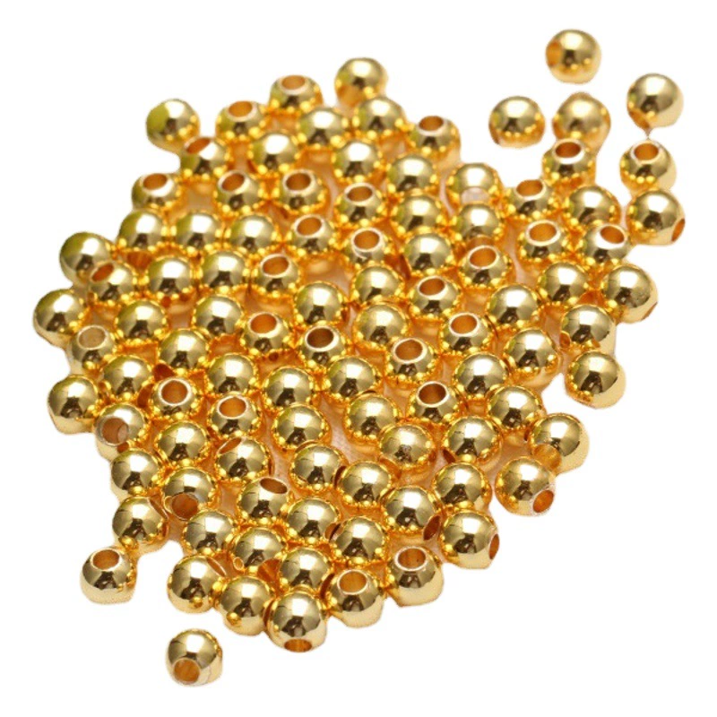 DIY ювелирные изделия ручной работы из бисера свободные бусины 14K упаковка золотого цвета бусины для сохранения переносные бусины маленькие золотые бусины глянцевые Твердые бусины
