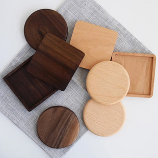 Solid Wood Coaster Tea Mat Round Non-Slip Coaster Coffee Cup Mat Insulation Mat Household Wooden Saucer Wooden Coaster
