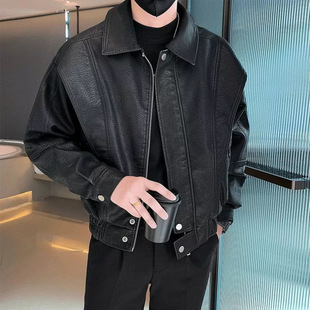 High-end Leather Jacket Men's Spring and Autumn New Fashionable Brand Maillard Biker Casual Loose Jacket