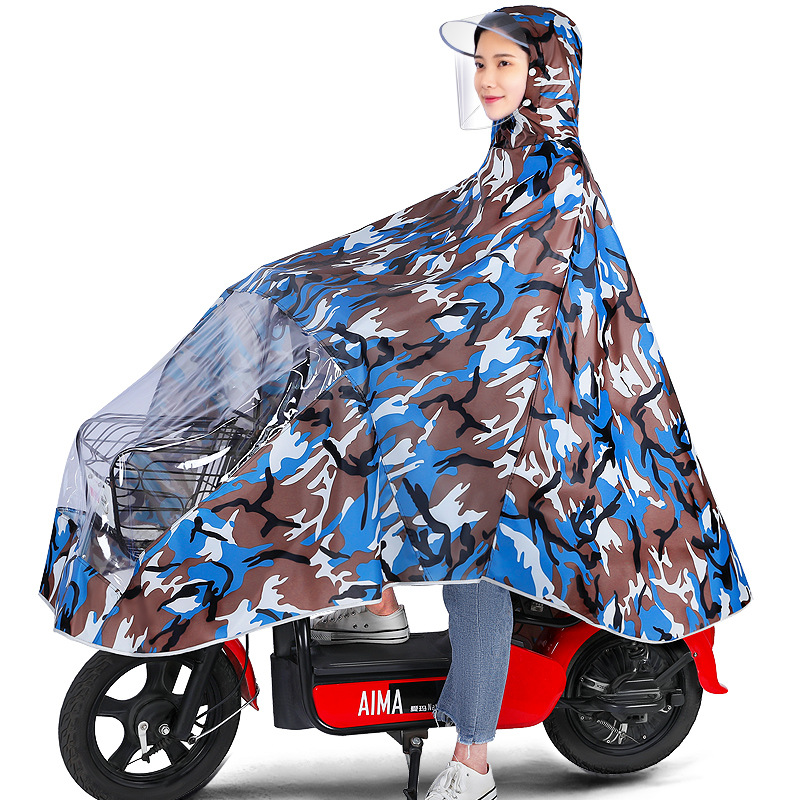 Batería eléctrica coche impermeable camuflaje cuerpo completo extra-grande engrosada hombres y mujeres de la motocicleta ciclismo solo poncho de verano a prueba de lluvia