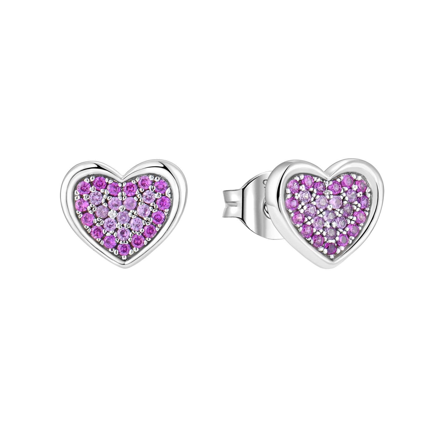 925 Sterling Silver Material Heart Shape Pattern All Seasons Season 925 Sterling Silver Heart Shape Zircon Rings Earrings