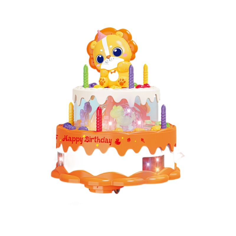 Torta de cumpleaños giratoria eléctrica juguetes de luces, música, regalos de cumpleaños, juguetes caseros, regalos de vacaciones para chicas