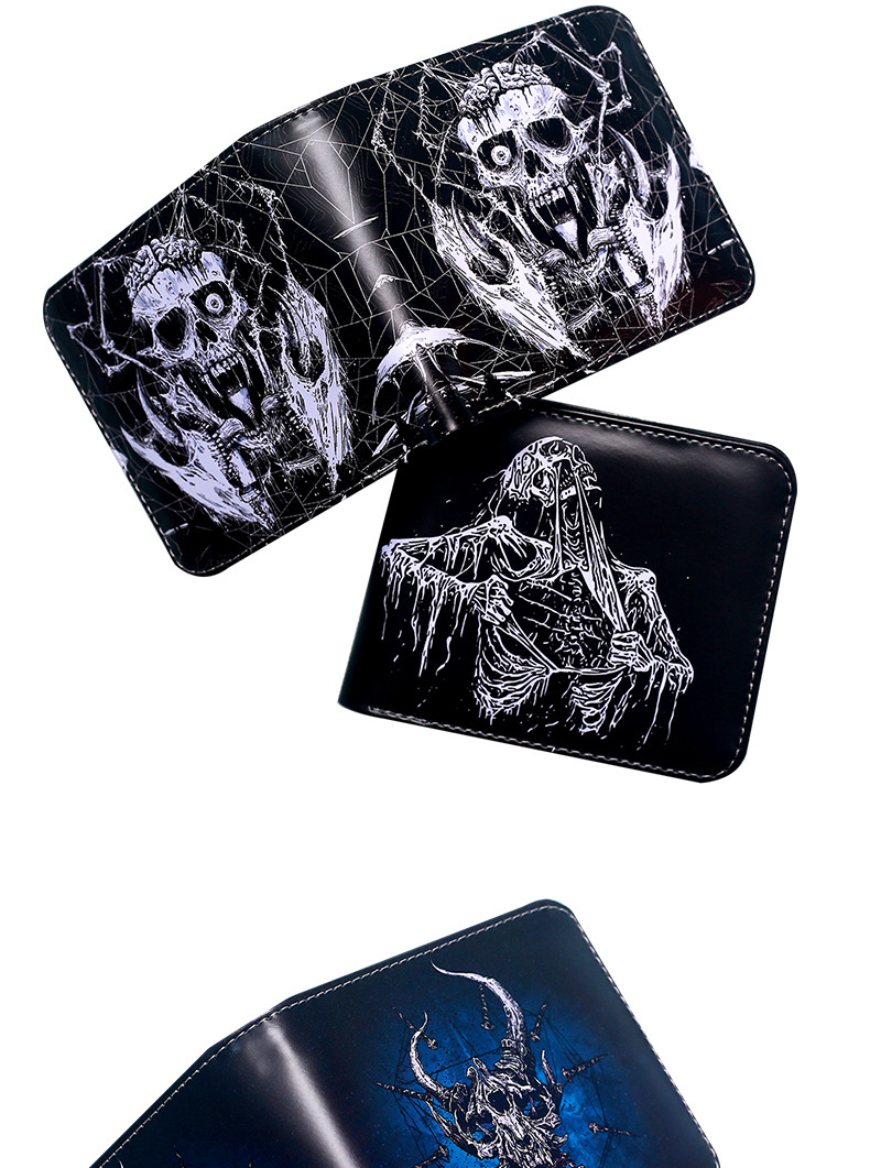 Men's Skull PVC Open Wallets display picture 2