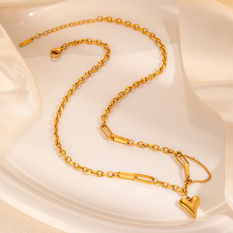11g Weight 0.03µm Gold Plating Thickness Electroplated Gold Plating Process Golden Plated Plating Material Stone-Free Inlay Material Necklace Classification cable chain Chain Type 1 Piece Quantity Holiday, Daily Occasion 201 Stainless Steel Material Animal, Heart Shape, Butterfly Pattern Women's Gender Sweet Style Plating Craft Titanium Steel Chain Heart Shape Bracelets Necklace 6