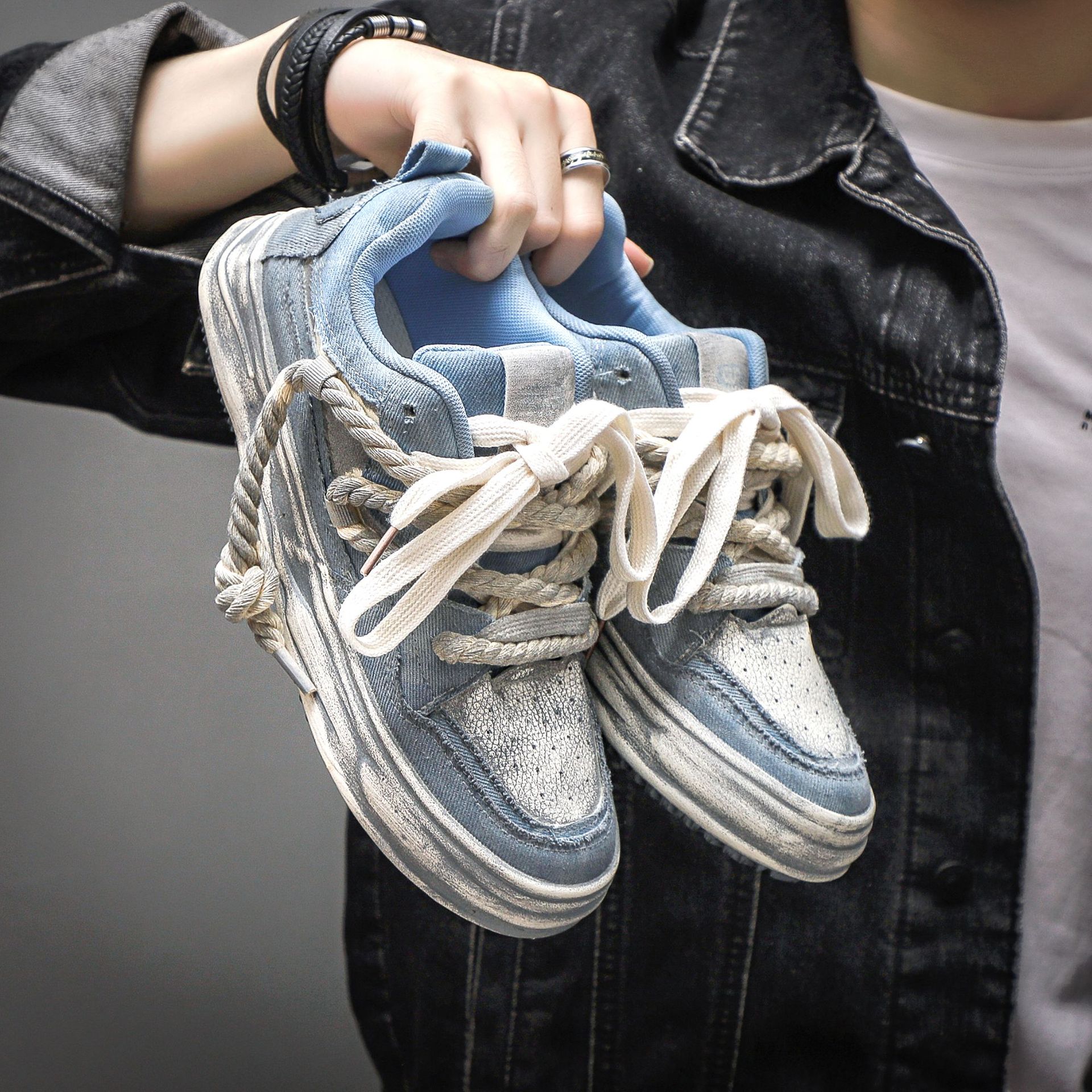 2025 otoño nuevo hacer viejos zapatos de disolución para hombres aumentando suela gruesa deportiva ocio sucio zapatos de skate zapatos de moda para hombres image 4