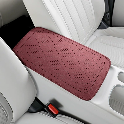 Armrest box pad, with wave diamond perforations, leather