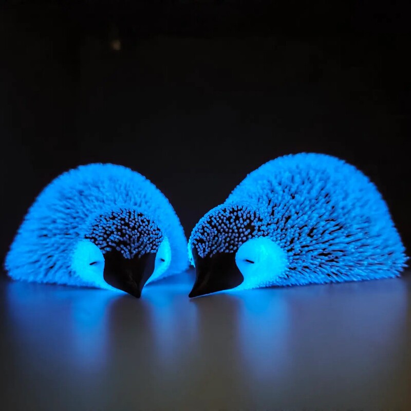 Cross-Border New Product 3D Printed Luminous Blue Plush Two Postures Standing and Lying down Little Penguin Baby Luminous Ornaments
