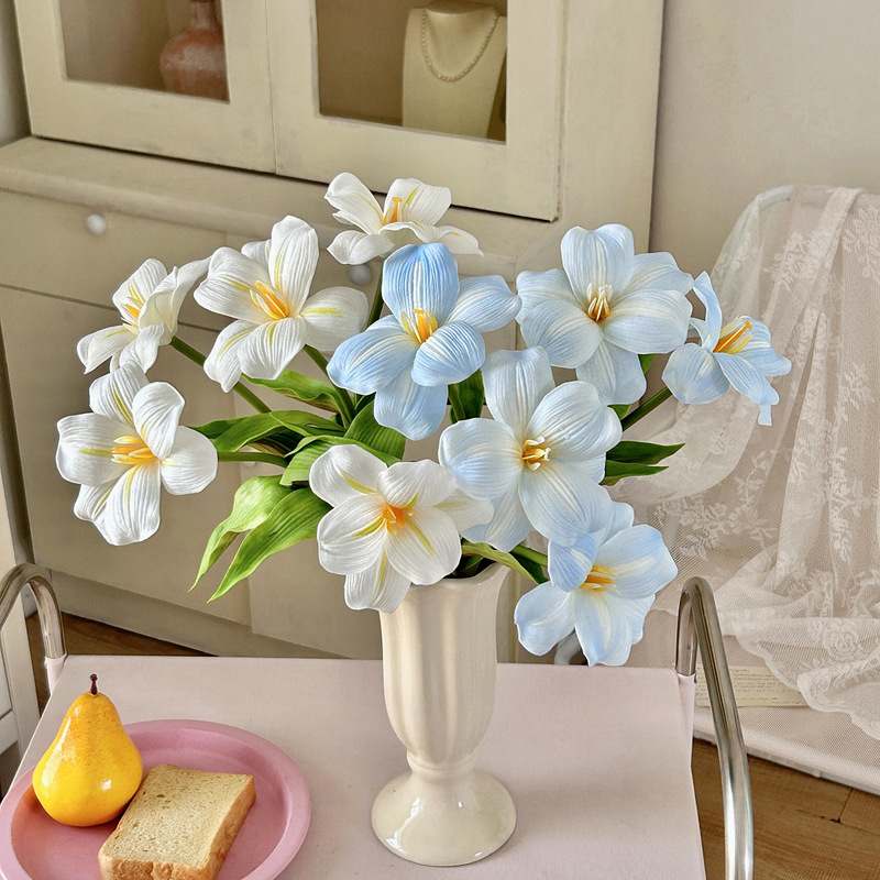 high quality PU feel brownie tulip artificial flower living room home decoration wedding hall floral photography props