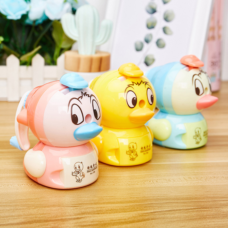 OEM personalizado feliz 756 patito estilo sacapuntas sacapuntas de manivela para niños sacapuntas de animales de dibujos animados para estudiantes