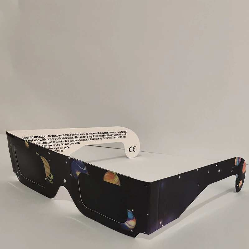 Solar Eclipse Observation Glasses, Paper Frame, ISO-Compliant Black Filter, Lightweight 0.021 kg