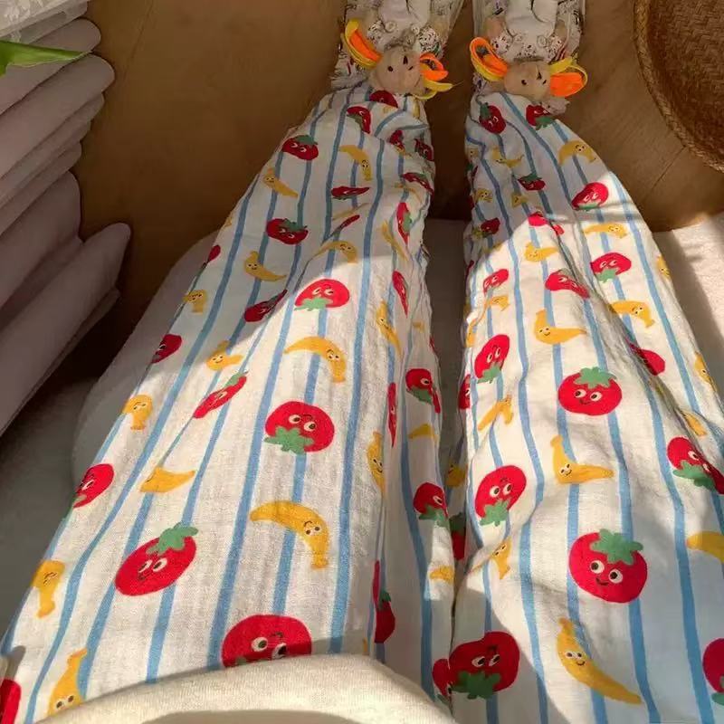 2026 popular cloud cotton long pajama pants, summer loose new style walking pants, cute cartoon home pajama pants suitable for outdoor wear