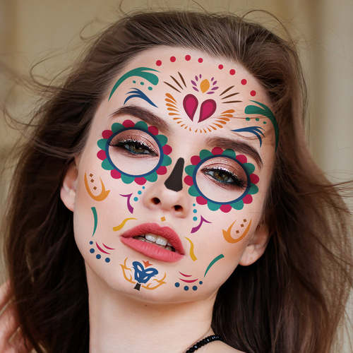 Cross-border waterproof sweat-proof ghost festival costume party funny makeup temporary stickers Halloween face tattoo stickers