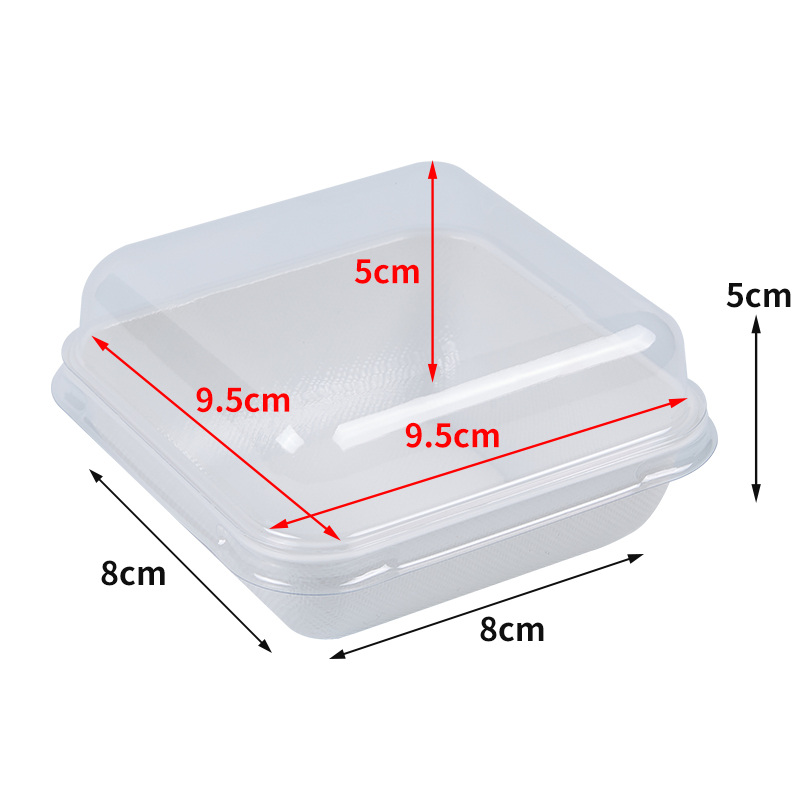 Caja de pastel de luna de hielo horneado caja de embalaje cuadrada de banberber, caja de embalaje de mousse transparente para postre de nieve, punto oeste