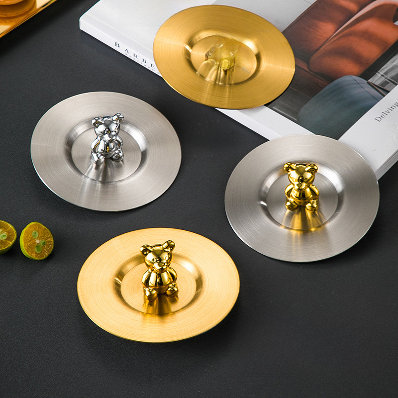 304 Stainless Steel Bear Cup Lid Mug Ceramic Cup Glass Size Universal Dustproof Cup Lid