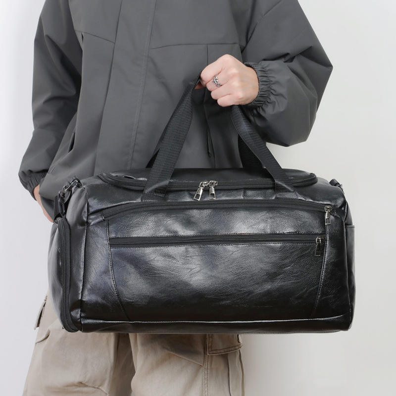 2025 otoño y invierno nuevo bolso de mano PU bolso de viaje multicapa para hombres separación seca y húmeda bolsa deportiva de fitness