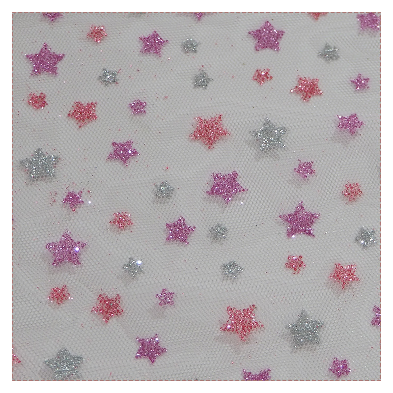 Estrellas de siete colores, tejido de malla de poliéster, ropa de niños, ropa de baile, tela