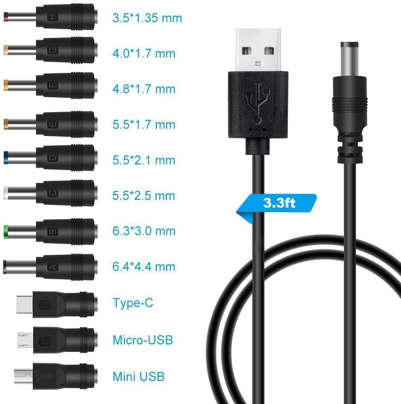 Dc変換ヘッド8ビット11ビットアダプタ変換コネクタ5.5*2.1多機能電源変換ヘッドusb変換ケーブル|undefined