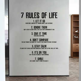 亚马逊新款励志英文七条生活规则墙贴教室走廊墙面家居装饰自粘贴