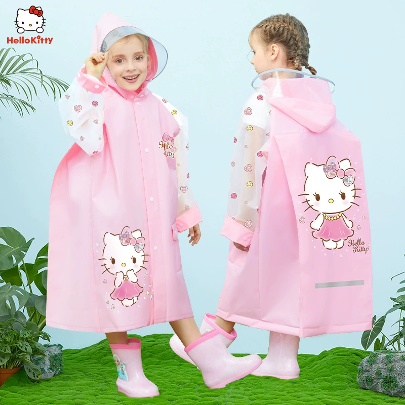 Hello Kitty EVA Сверхлегкий детский плащ для девочек, детский школьный рюкзак, водонепроницаемое пончо для детского сада