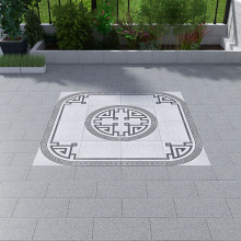 ♔火烧面地铺石拼花新中式户外花园入户拼图露台石英砖室外铺院子