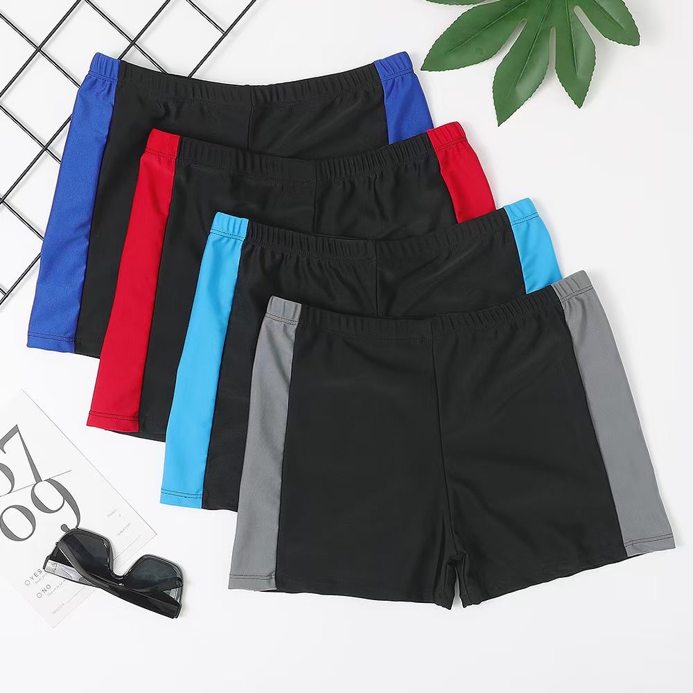 2024 new men's swimming trunks flat foot fashion color matching elastic beach hot spring swimming trunks wholesale