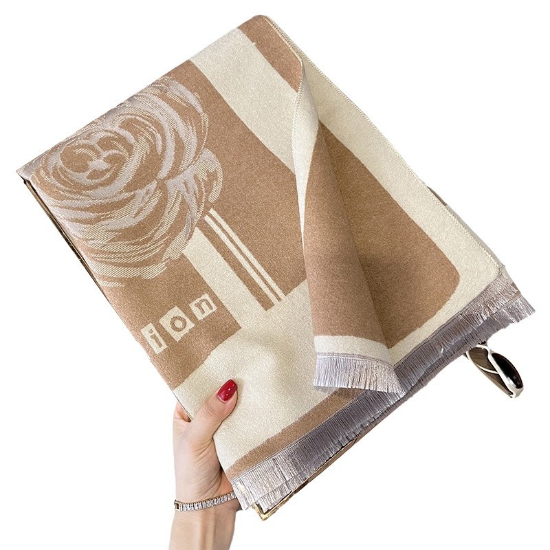 Otoño y invierno nuevo estilo de cachemira doble cara multifuncional doble uso chal impresión rosa moda bufandas cálidas bufandas mujeres