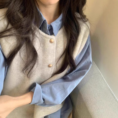 冬季新款叠穿慵懒女装坎肩马甲女高级感韩系背心宽松针织开衫