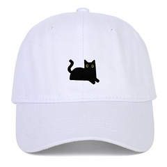 国境を越えたアマゾンの新しい帽子黒猫刺繍ソフトトップ野球帽男女夏日よけ帽屋外ヒップホップ帽