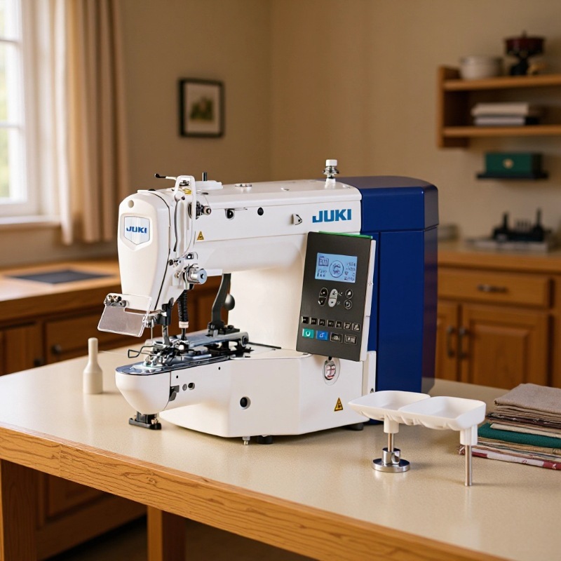 Máquina de coser computarizada JUKI LK-1903C de alta resistencia, nueva, de marca japonesa, para coser botones a presión en ropa, botones planos, botones de pie y acolchados.