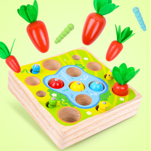Factory direct supply of simulated plug-in and pull-out radish children's early education magnetic fishing and insect catching multifunctional desktop educational toys