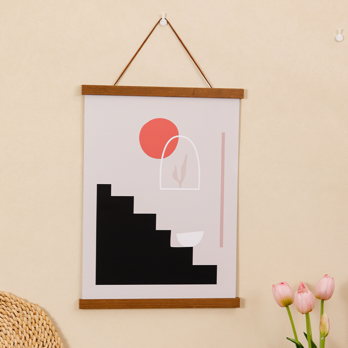 木質磁吸掛畫夾美術畫框書法繪畫作品裝裱創意海報掛曆展示相框