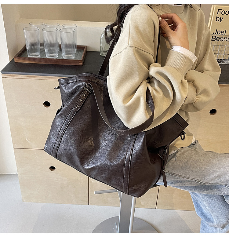 Cross-border large-capacity tote bag for women 2024 New style fashionable single-shoulder bag, retro simple casual crossbody bag for women undefined