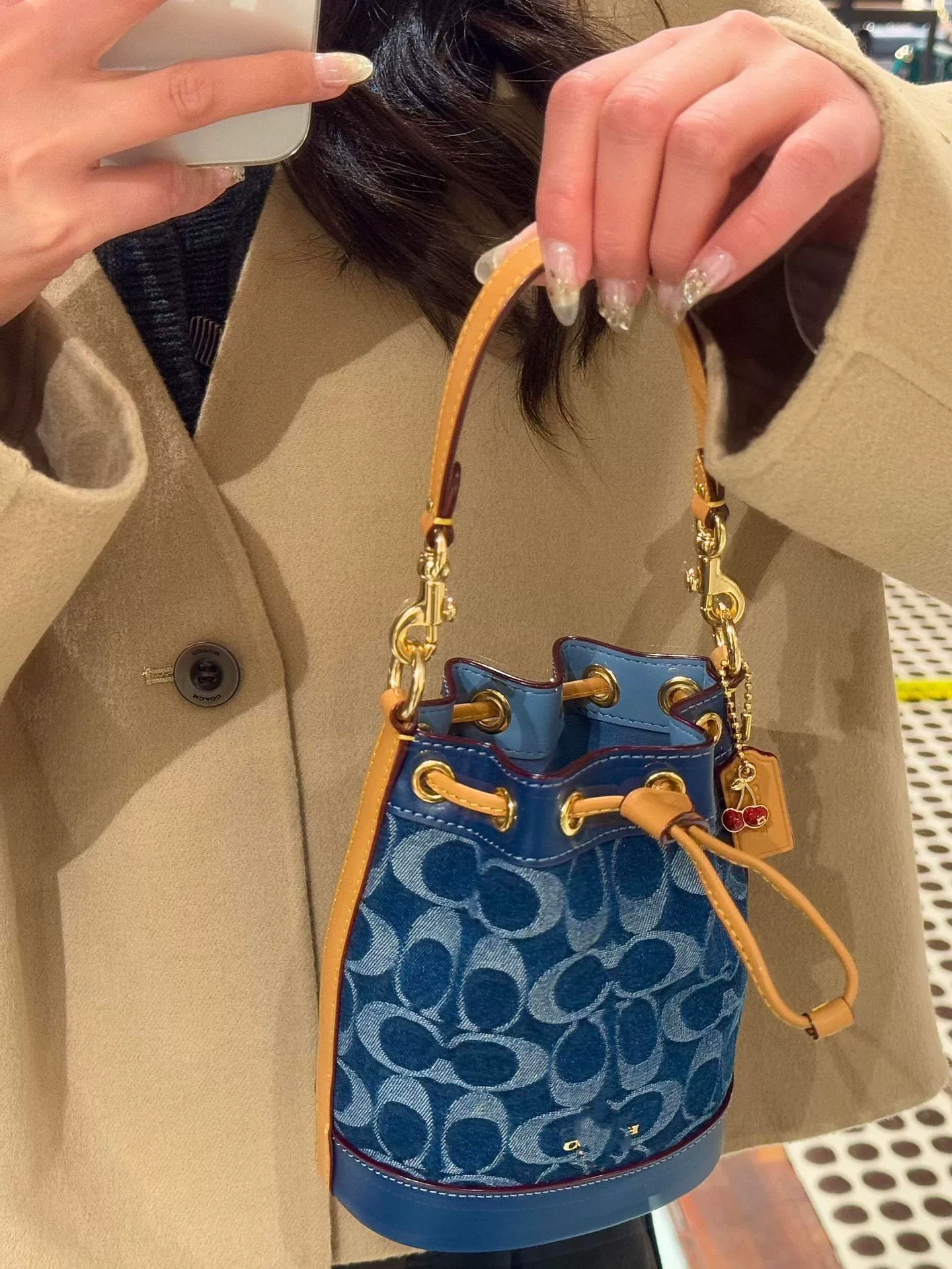One-shoulder bag, purse, shoulder bag, bucket, drawstring