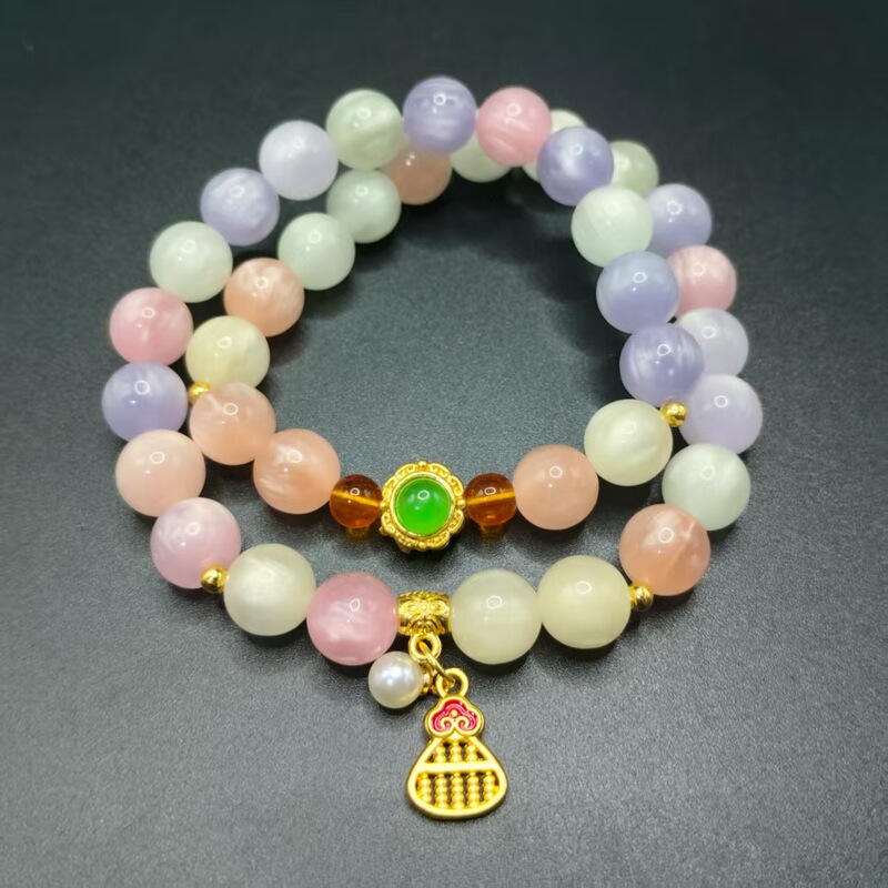 血沉宝七彩海云母变色手串七彩色变光树脂手串七彩珠批发|undefined