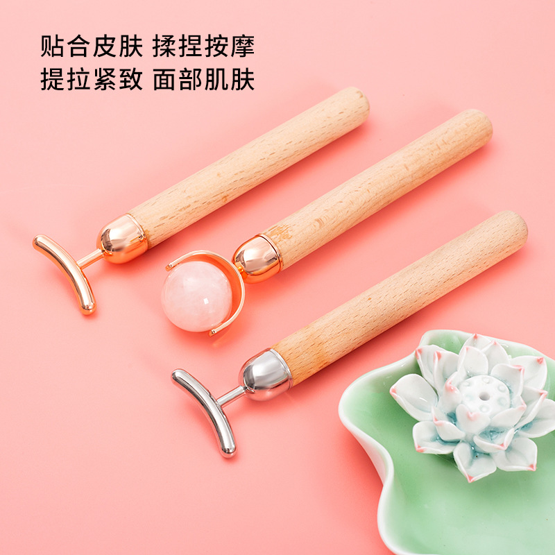 Palo de Belleza Multifunción de Madera, Cabezal Reemplazable, Herramienta de Masaje y Elevación, Venta Caliente Transfronteriza