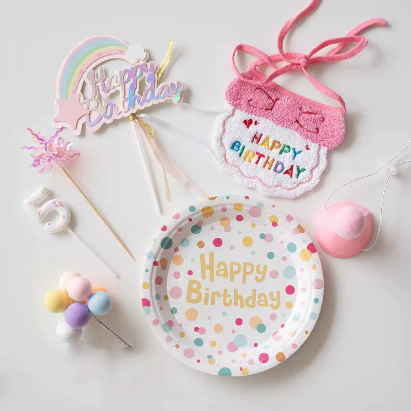 Кошка день рождения одеваются набор для домашних животных рот полотенце нагрудник маленькая собака нагрудник шляпа день рождения нагрудник украшения