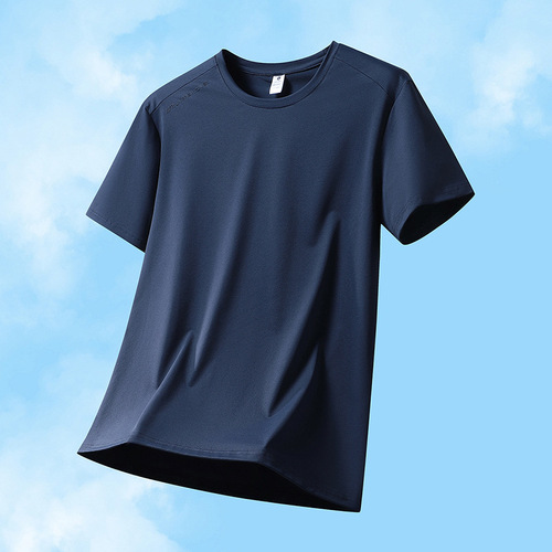 L-8XL ice silk short-sleeved T-shirt men's large size summer fat man plus fat thin loose sweat-wicking quick-drying T-shirt