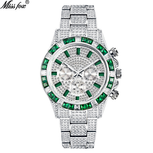 MISSFOX watch European and American big-name fashion high-end Daytona hip-hop starry diamond British men's watch