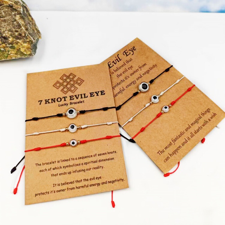 Evil Eye Lucky Protection Bracelet Red Rope 7 Knot Braided Devil Eyes Hand Rope Men Women Wish Gift