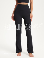 Kelicopy の新しい女性用ヨガパンツ、フィットネスハイウエストマイクロフレア馬蹄ロングパンツ、シェイプアップと痩身