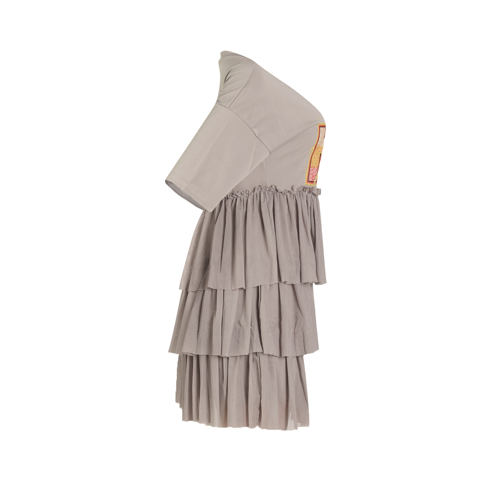 Women Clothing Printed Tiered Dress Mesh Dress T shirt Dress Summer