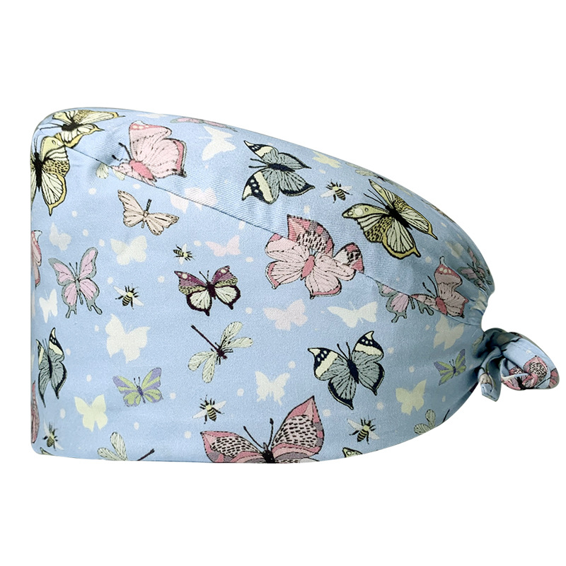 Sombrero de flores de algodón con estampado de dibujos animados, toalla absorbente para el sudor, sombrero de estudio médico, sombrero de enfermera UCI, envío directo de AliExpress