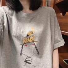 夏季韩国女装高端爆款灰色下衣失踪短袖T恤纯棉上衣