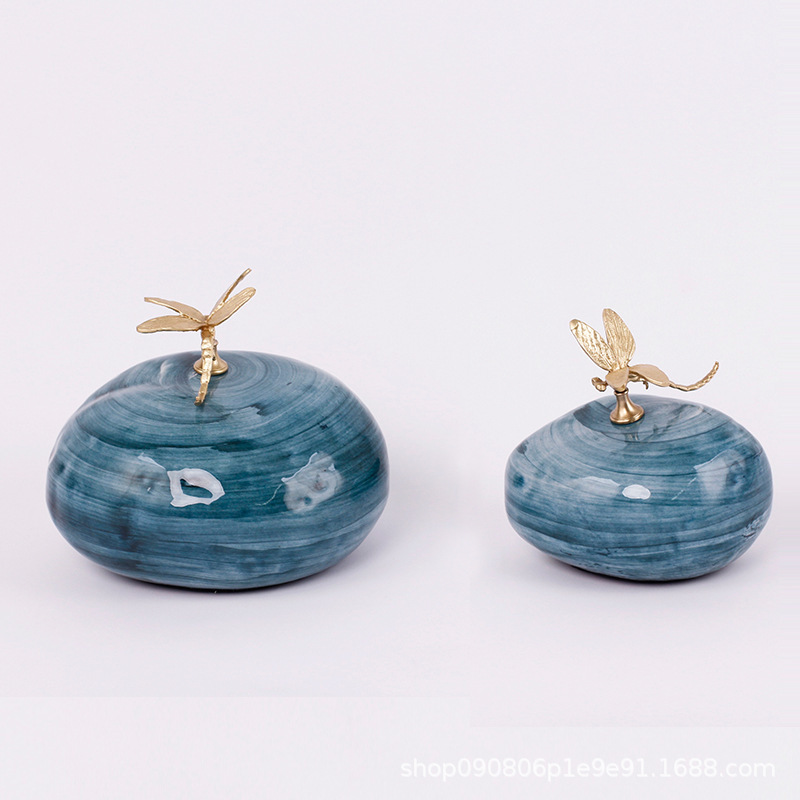 Wholesale New Chinese Style Ceramic Creative Dragonfly Ornaments Home Model Room Entrance Wine Cabinet Office Decorations