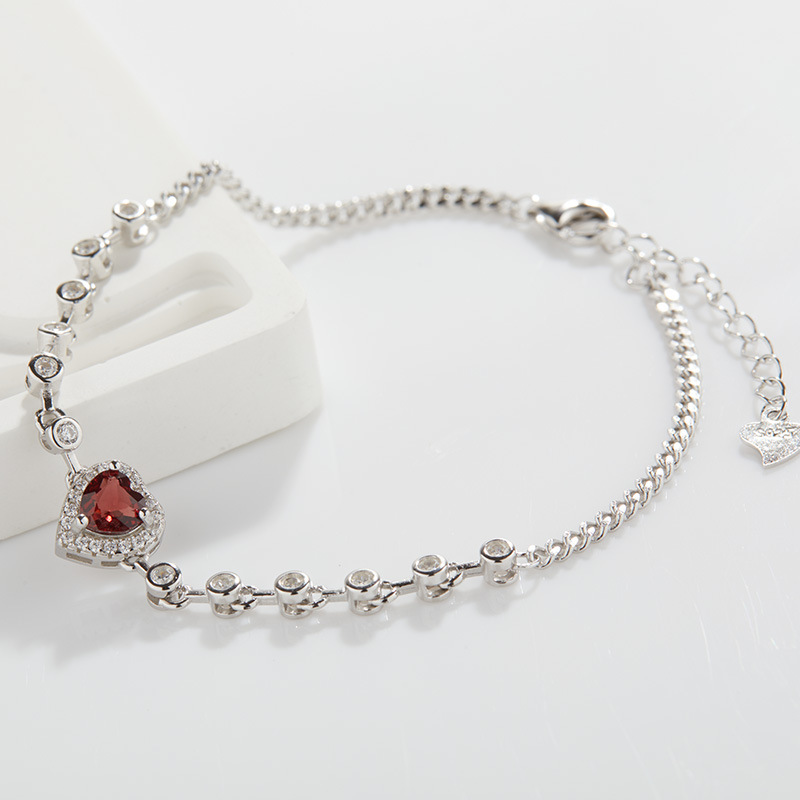 Heart Shape Pattern 925 Sterling Silver Bracelets Simple Style Classic Style