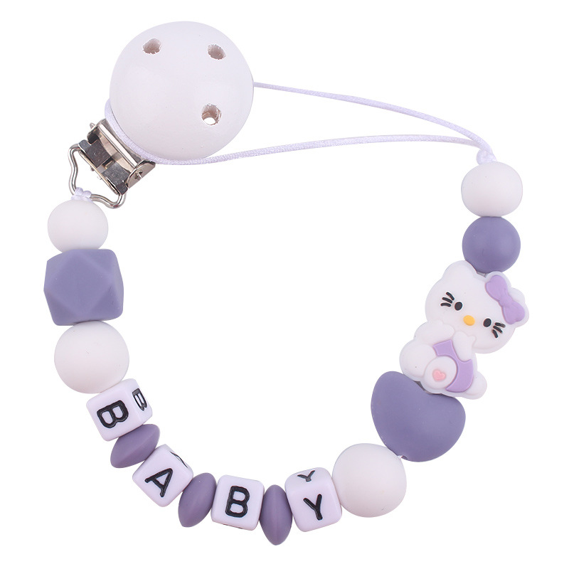 Bebé blanco tetina clips juguetes KT gatos silicona tetina cadena cadena de cadena Aliexpress Amazon explosión