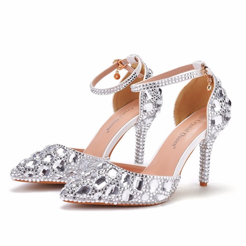 9 cm diamond wedding shoe with cusp sandals wedding dinner slipper bride model auto show